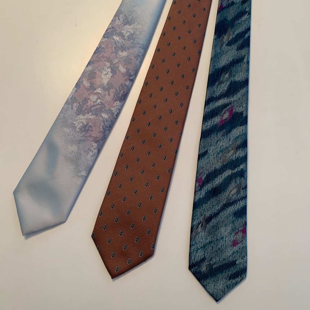 3 colorful mens ties in multi colors and patterns